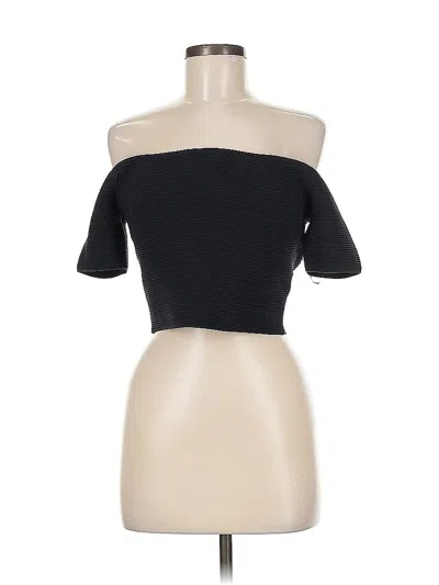 Pre-owned Kendall & Kylie Short Sleeve Top Black Strapless Neckline Tops