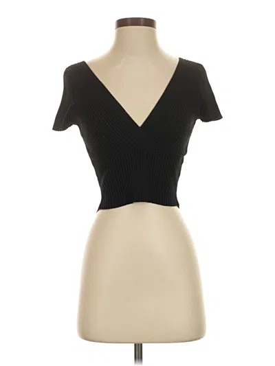 Pre-owned Kendall & Kylie Short Sleeve Top Black Strapless Neckline Tops