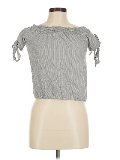 Pre-owned Kendall & Kylie Short Sleeve Top Gray Off The Shoulder Neckline Tops