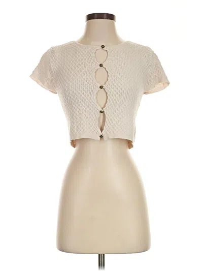 Pre-owned Kendall & Kylie Short Sleeve Top Ivory Halter Neckline Tops