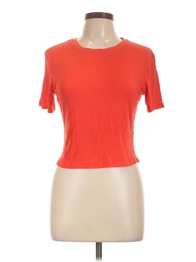 Pre-owned Kendall & Kylie Short Sleeve Top Orange Keyhole Neckline Tops