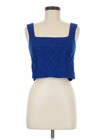 Pre-owned Kendall & Kylie Sleeveless Top Blue Square Neckline Tops
