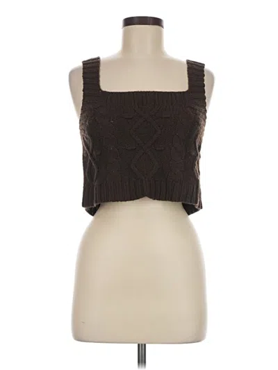 Pre-owned Kendall & Kylie Sleeveless Top Brown Square Neckline Tops