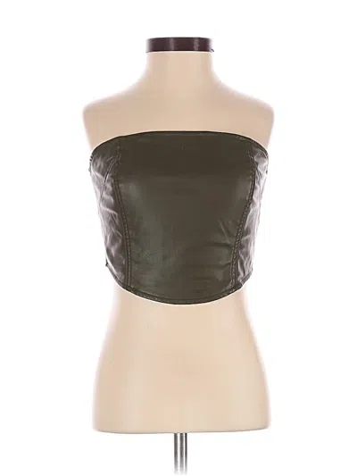 Pre-owned Kendall & Kylie Sleeveless Top Green Strapless Neckline Tops