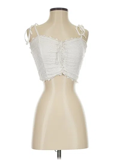 Pre-owned Kendall & Kylie Sleeveless Top Ivory Sweetheart Neckline Tops In White