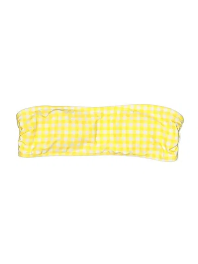 Kendall & Kylie Swimsuit Top Yellow Checkered/gingham Pattern Swimwear