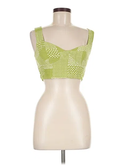 Pre-owned Kendall & Kylie Tank Top Green Strapless Neckline Tops