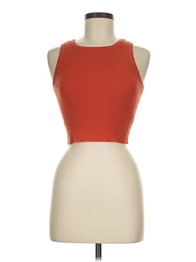 Pre-owned Kendall & Kylie Tank Top Orange Crew Neck Tops