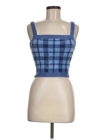 Pre-owned Kendall & Kylie Tube Top Blue Square Neckline Tops