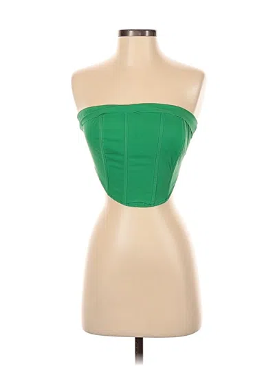 Pre-owned Kendall & Kylie Tube Top Green Strapless Neckline Tops