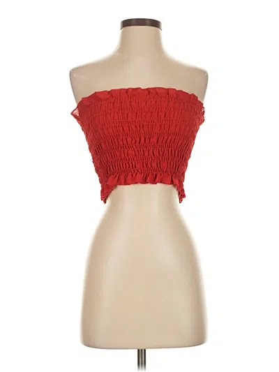 Pre-owned Kendall & Kylie Tube Top Red Strapless Neckline Tops