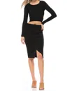 Kendall + Kylie Compact Overlap Pencil Skirt In Black In Black