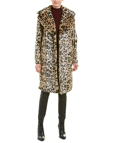 Kendall + Kylie Faux Leopard Coat In Brown