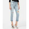 Kendall + Kylie The Icon Distressed Boyfriend Crop Ripped Jeans In Blue In Blue