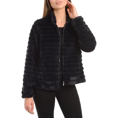 Kendall + Kylie Womens Winter Cold Weather Faux Fur Jacket In Black