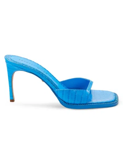 Kendall Miles Women's Malibu Snake Embossed Leather Heel Mules In Blue