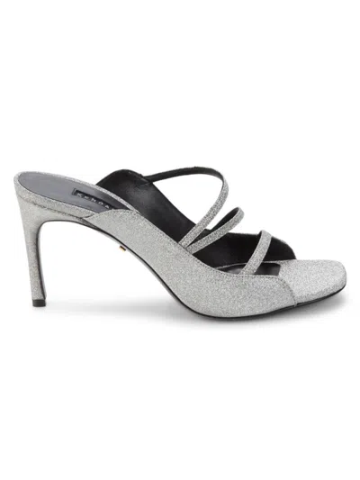 Kendall Miles Women's Racy Glitter Strappy Sandals In Silver