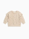 Kendi Babies'  Abbey Fleece  Ruffle Sleeve Pullover Sweatshirt In Neutral