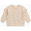 Kendi Kids'  Abbey Fleece  Ruffle Sleeve Pullover Sweatshirt In Neutral