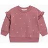 Kendi Abbey Fleece  Ruffle Sleeve Pullover Sweatshirt In Pink