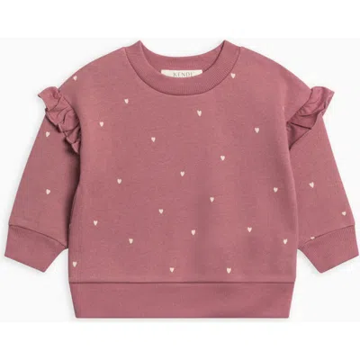 Kendi Kids'  Abbey Fleece  Ruffle Sleeve Pullover Sweatshirt In Pink