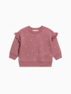 Kendi Abbey Fleece  Ruffle Sleeve Pullover Sweatshirt In Pink