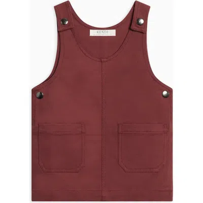 Kendi Kids'  Alma Twill Jumper Dress In Red