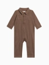Kendi Babies'  Bohdi Flannel Collared Romper In Brown