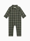 Kendi Bohdi Flannel Collared Romper In Green
