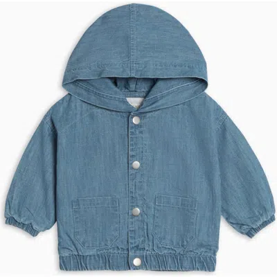 Kendi By Colored Organics Kids'  Organic Jules Chambray Hooded Jacket In Blue