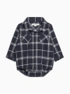 Kendi Babies'  Carson Organic Flannel Long Sleeve Collared Button Down Bodysuit In Blue