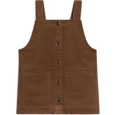 Kendi Babies'  Clemmie Organic Corduroy Jumper Dress In Brown
