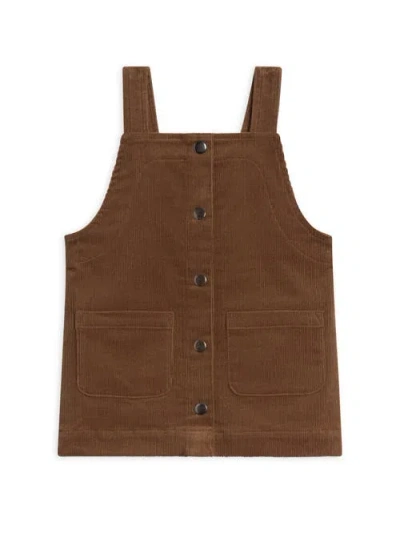 Kendi Kids'  Clemmie Organic Corduroy Jumper Dress In Brown