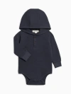 Kendi Babies'  Cole Waffle Knit Hooded Bodysuit In Black