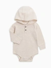 Kendi Babies'  Cole Waffle Knit Hooded Bodysuit In White