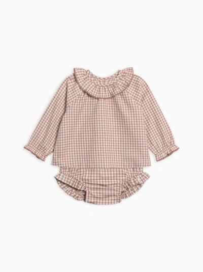 Kendi Babies'  Dorothy Poplin Ruffle Collar Shirt And Bloomer Set