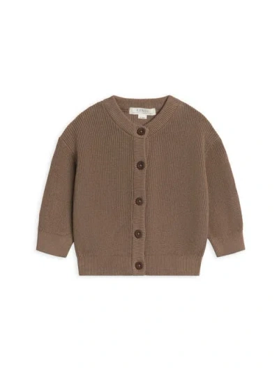 Kendi Kids'  Ellis Organic Sweater Knit Cardigan In Brown