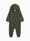 Kendi Kids'  Greer Fleece Hooded Zipper Romper In Green