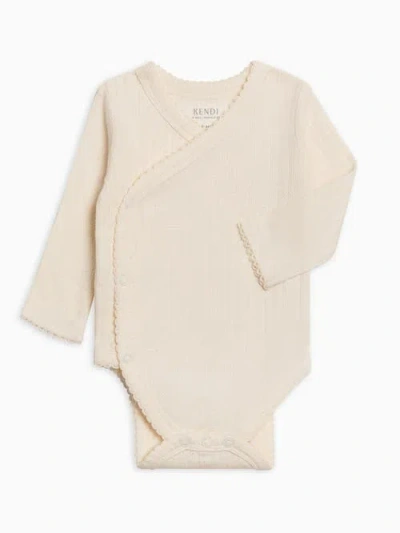 Kendi Babies'  Hilda Pointelle Kimono Bodysuit In White