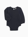 Kendi Jill Waffle Knit Long Sleeve Bodysuit In Black