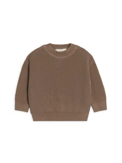 Kendi Laurie Organic Sweater Knit Crew Pullover In Brown