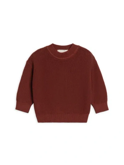 Kendi Laurie Organic Sweater Knit Crew Pullover In Burgundy