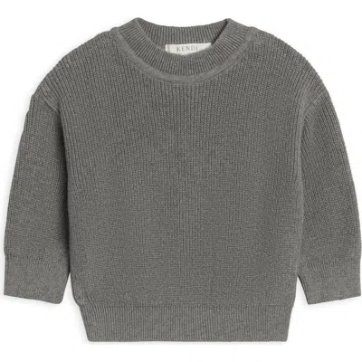 Kendi Kids'  Laurie Organic Sweater Knit Crew Pullover In Gray