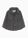 Kendi Babies'  Lev Organic Flannel Long Sleeve Collared Button Down Shirt In Gray