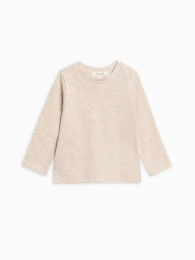 Kendi Mesa Waffle Knit Long Sleeve Top In Neutral
