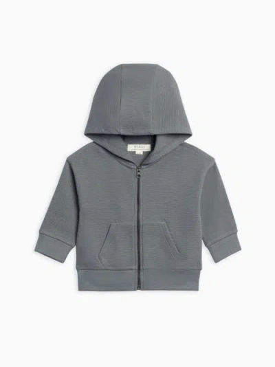 Kendi Meyer Waffle Knit Zipper Hoodie In Gray
