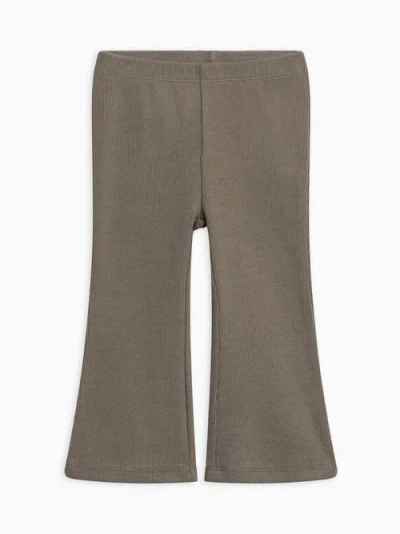 Kendi Kids'  Nell Ribbed Flare Leggings In Green