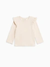 Kendi Kids'  Rina Ribbed Ruffle Top In Neutral