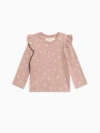 Kendi Rina Ribbed Ruffle Top In Neutral