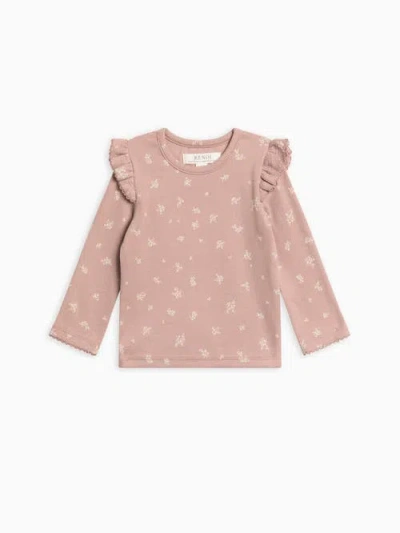 Kendi Kids'  Rina Ribbed Ruffle Top In Neutral